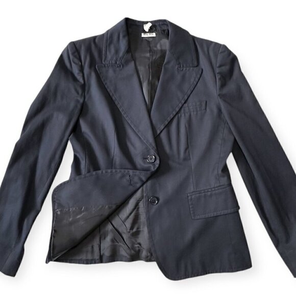 Miu Miu Navy Blue Cotton Blazer Jacket,‎ Size 46 Italy/US 10/M - Picture 9 of 16
